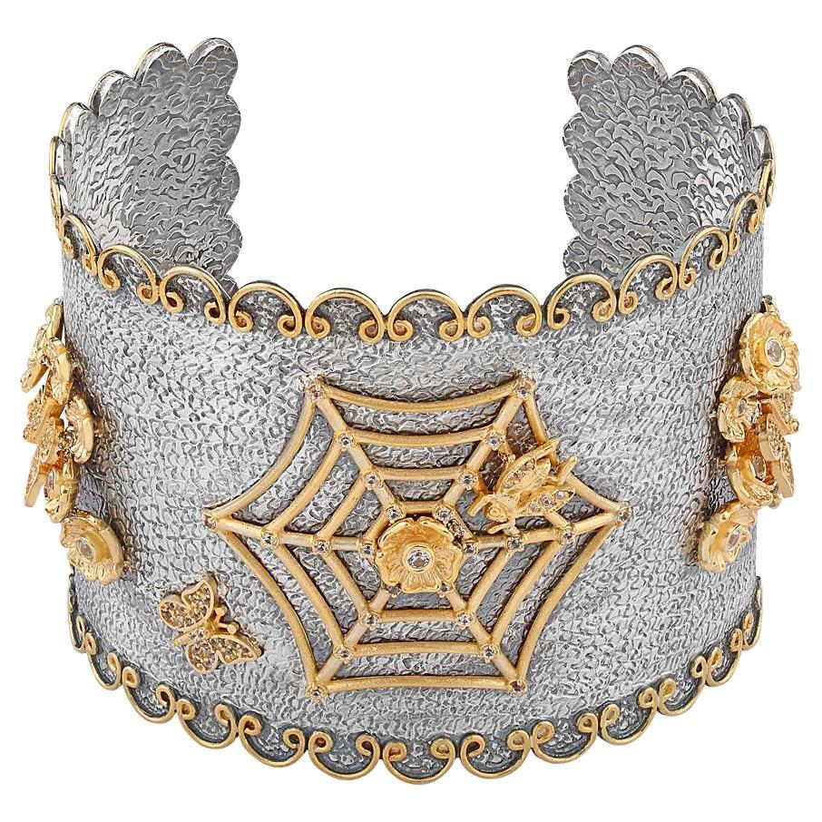 Stella Flame 24K/14K & Sterling Enchanted Web Cuff Bracelet