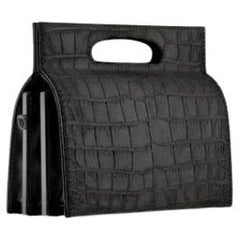 Stella Handbag Mini Black Diamond Stamped Satin with Gunmetal Hardware