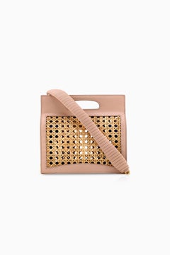 Stella Handbag Tall Chai Leather and Natural Cain Wicker