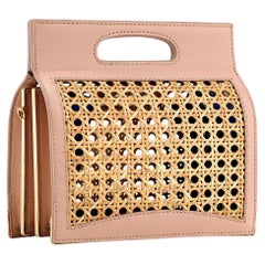 Stella Handbag Tall Chai Leather and Natural Cain Wicker