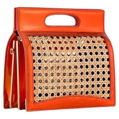 Stella Handbag Tall Citrine Patent Leather and Natural Wicker