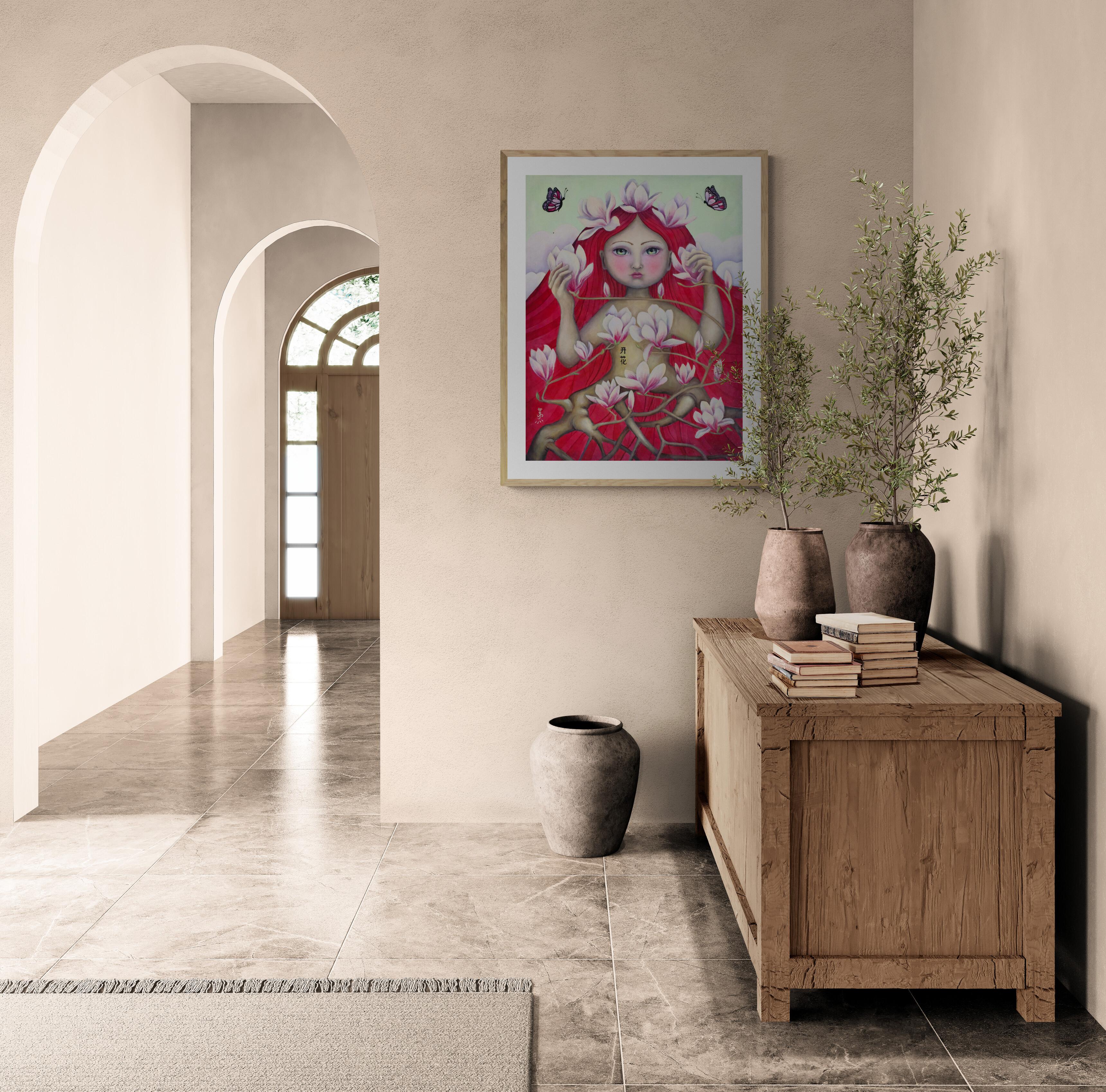 Bloom (Ölmalerei, Symbolistisch, Antike Kulturen, Pop, Surreal, ~47% OFF) – Painting von Stella Jae