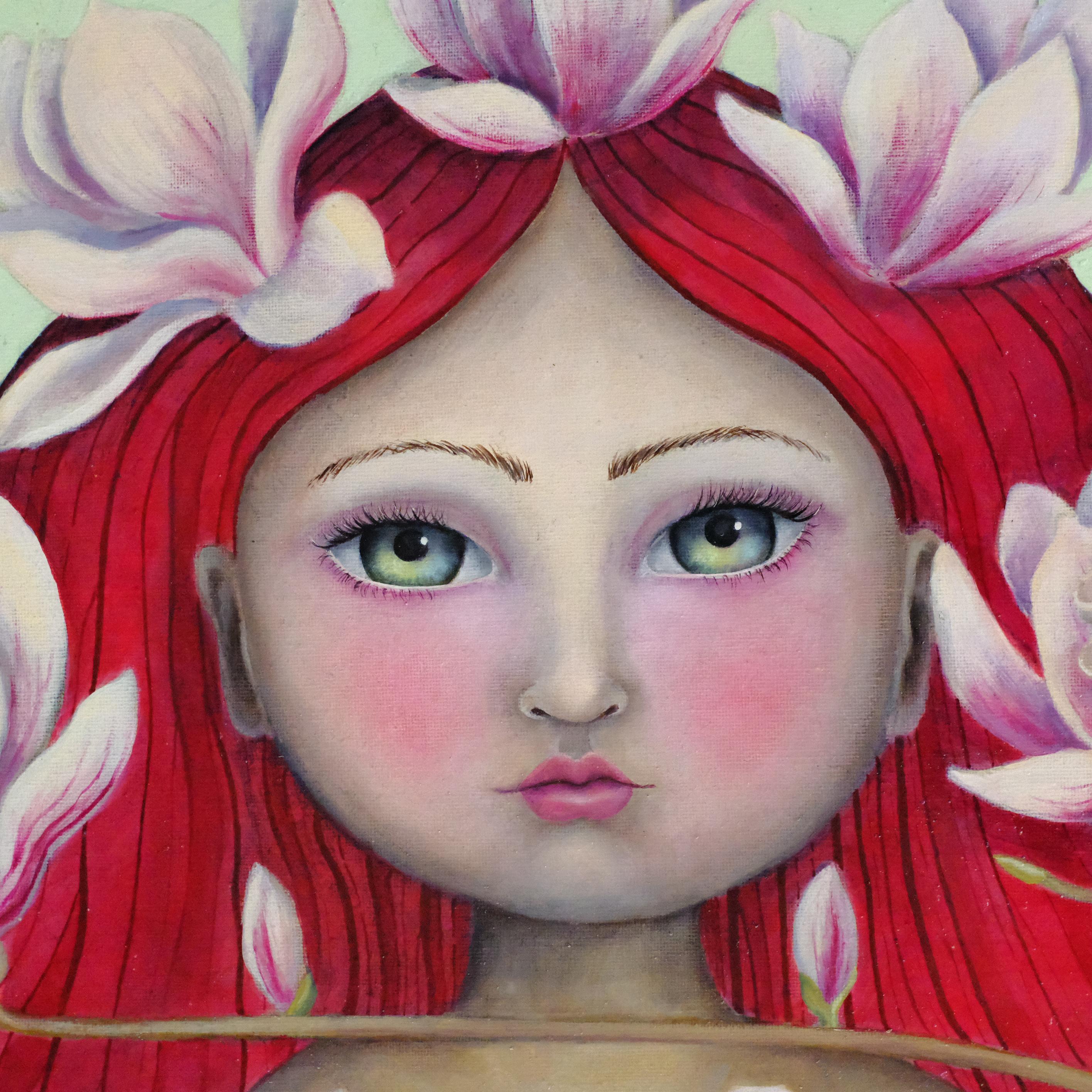 Bloom (Ölmalerei, Symbolistisch, Antike Kulturen, Pop, Surreal, ~47% OFF) (Beige), Portrait Painting, von Stella Jae