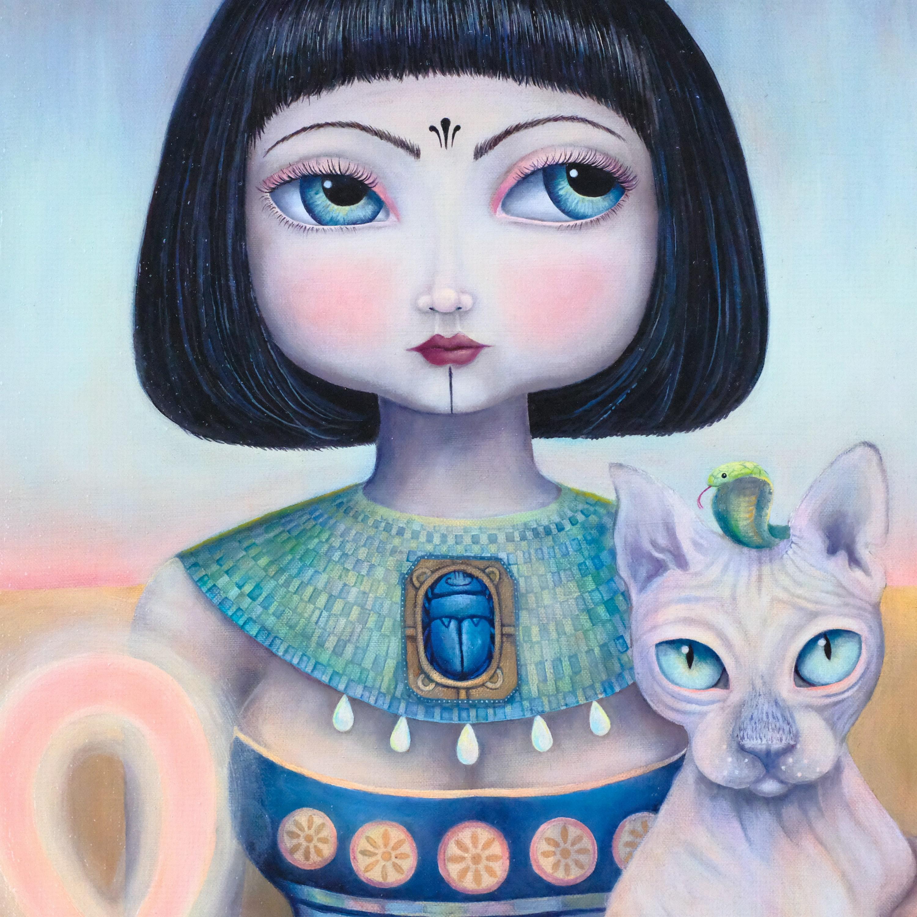 Cleopatra (Pittura a olio, Simbolista, Culture antiche, Pop, Surreale, ~40% OFF) in vendita 2