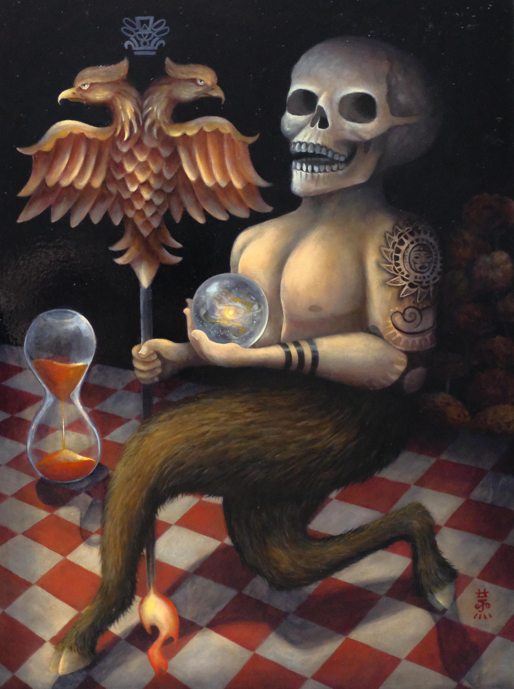 Figurative Painting de Stella Jae - El Santo de la Muerte (Pintura al Óleo, Simbolista, Muerte, Surrealista, ~40% DESCUENTO)