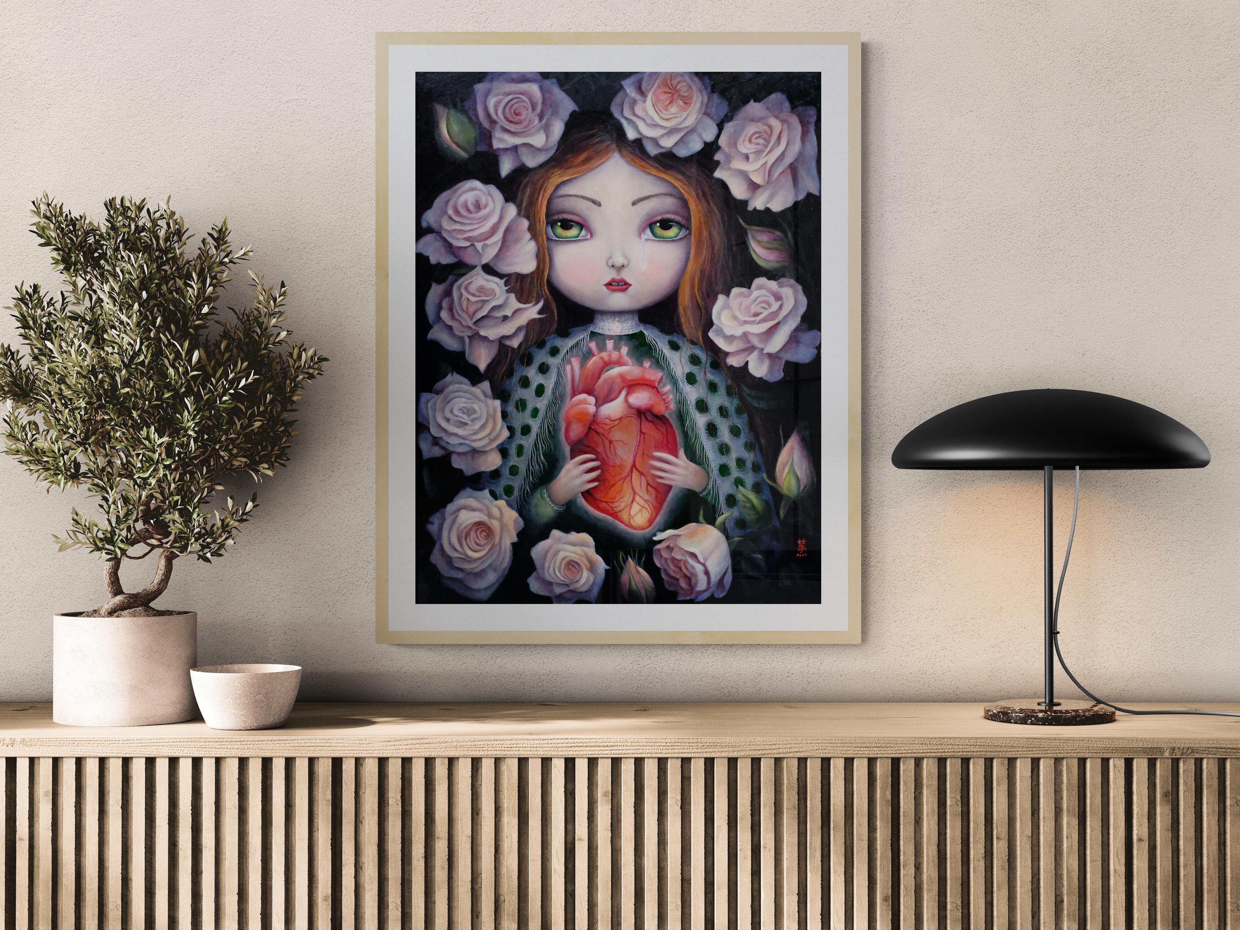 Xin (Ölgemälde, Symbolist, Herz, Contemporary Pop, Surreal, ~40% OFF) (Surrealismus), Painting, von Stella Jae