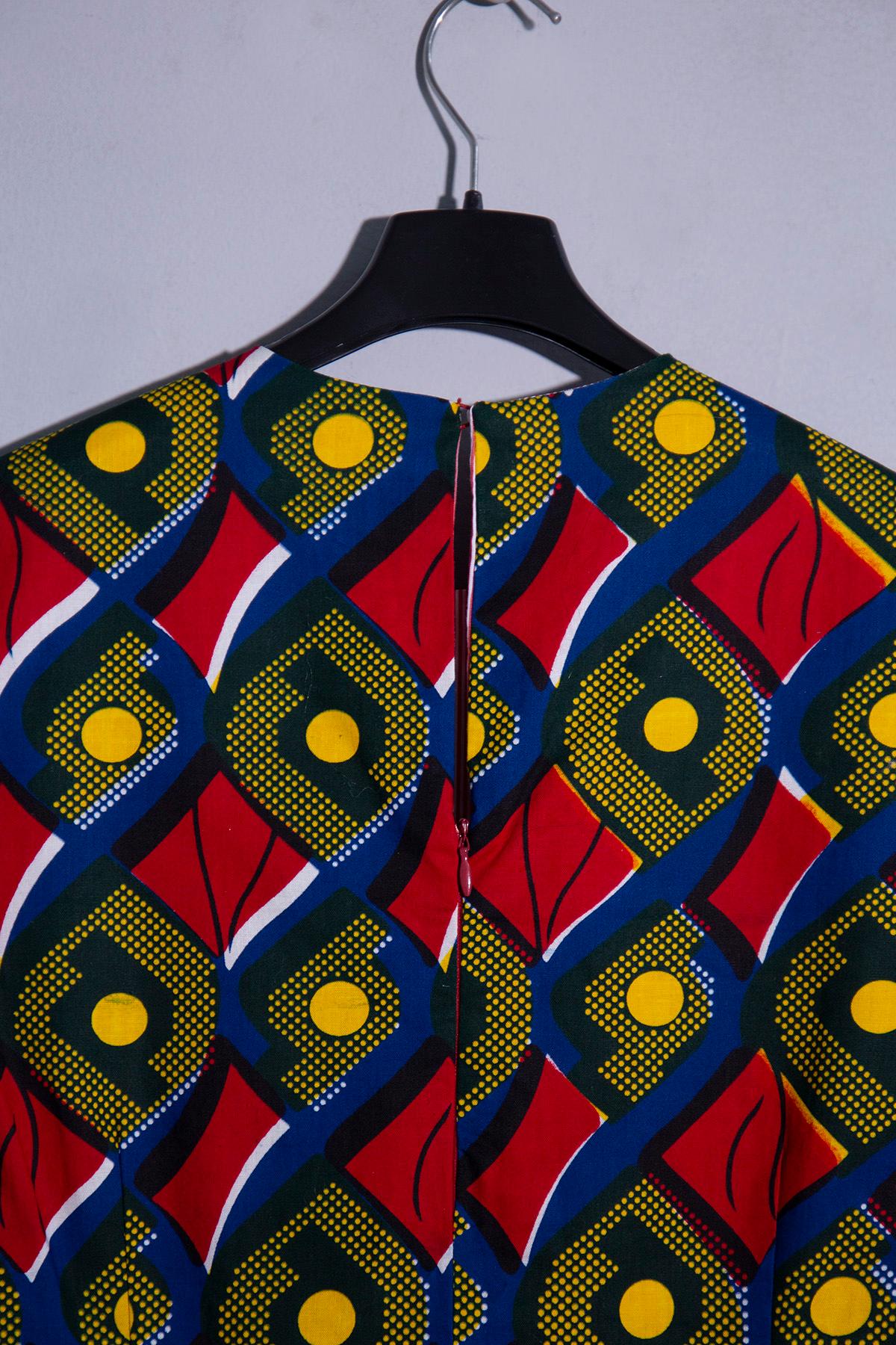 Stella Jean African-style T-shirt in red and blue For Sale 1