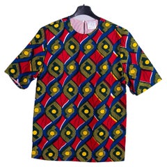 T-shirt Stella Jean de style africain en rouge et bleu