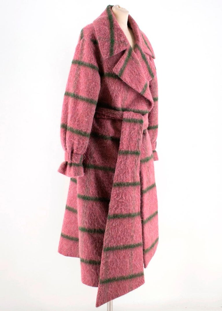Stella Jean Pink Check Wool Coat - Size US 6 For Sale at 1stDibs