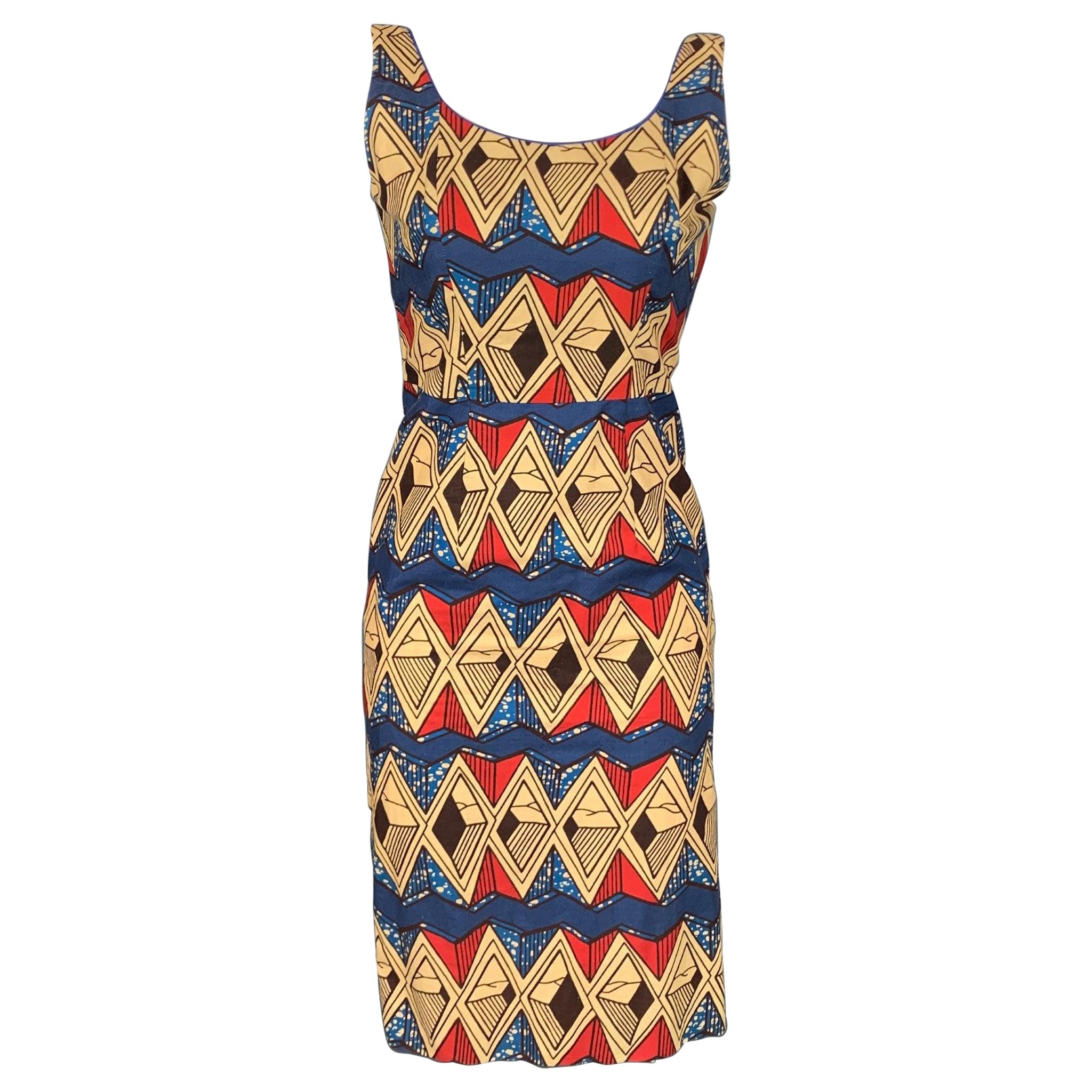 STELLA JEAN Size 6 Multi-Color Abstract Cotton Sleeveless Dress