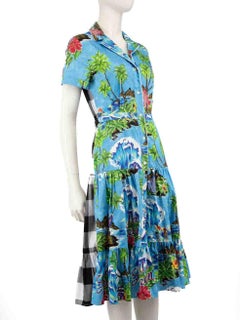 Stella Jean Tropical Print Patchwork Midi Dress Size M