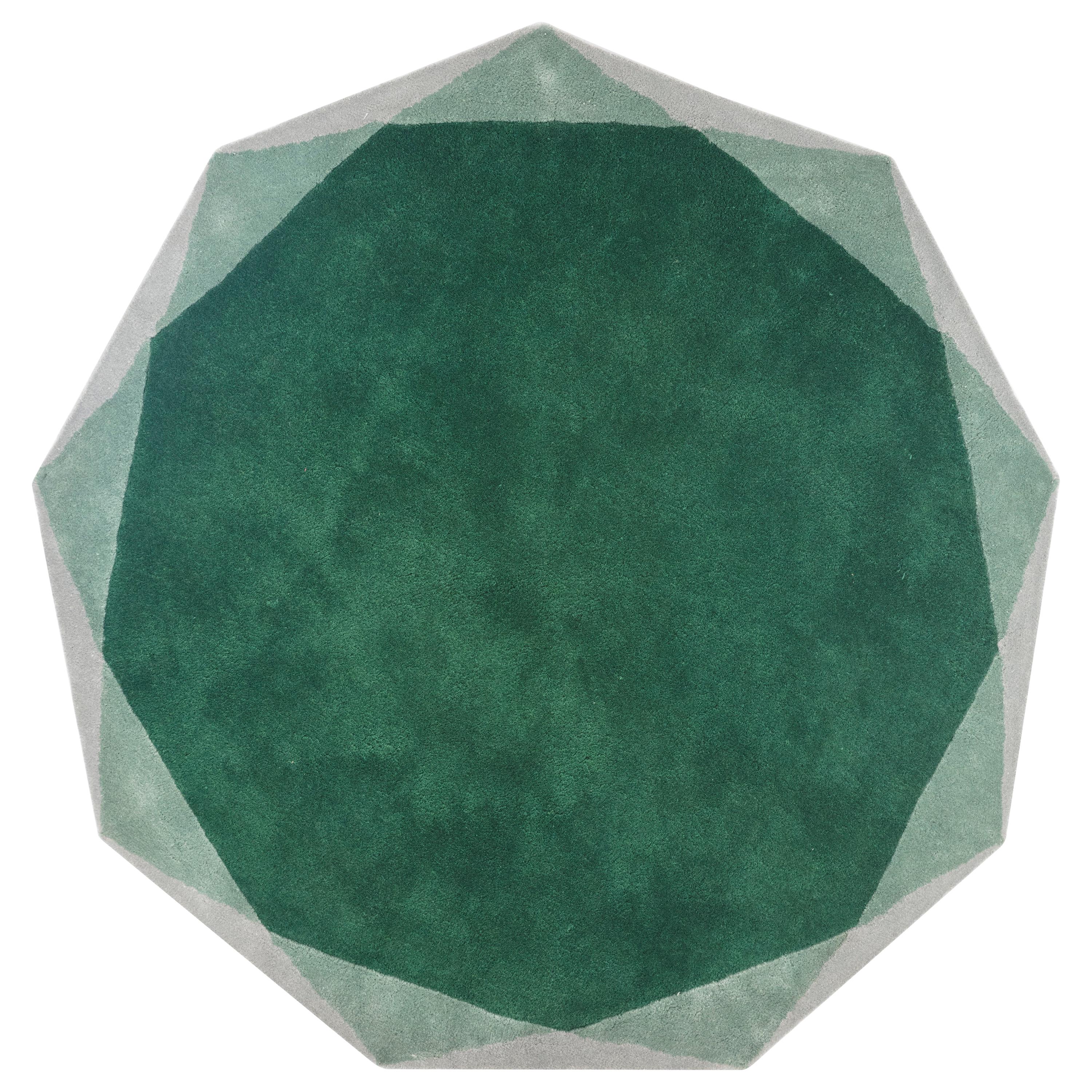 Stella Large Diamond Green and Gray Rug by Nika Zupanc For Sale