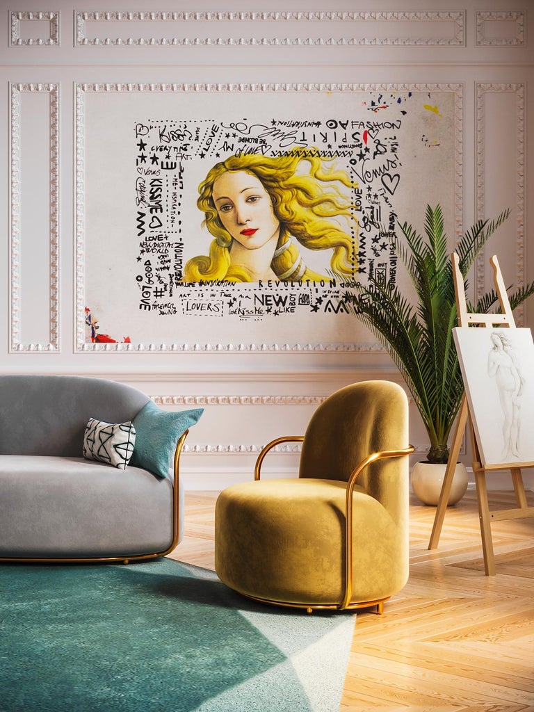 Stella Large Diamond Mint Green and Gray Rug by Nika Zupanc For Sale at