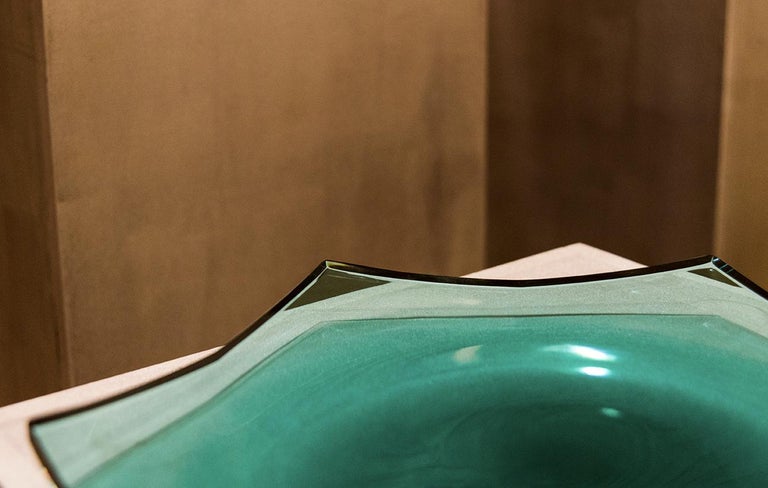 21st Century Alessandro Mendini Stella Tray Murano Glass Teal Blue In New Condition For Sale In Brembate di Sopra (BG), IT