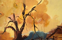 Forbes Mill, Los Gatos - Paysage historique, huile originale sur massonite