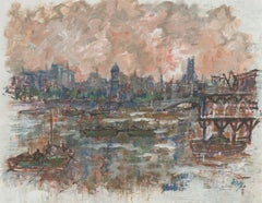 Stella Mary Edwards (b. 1915) - Signed & Framed 2009 Acrylic, London Sunset