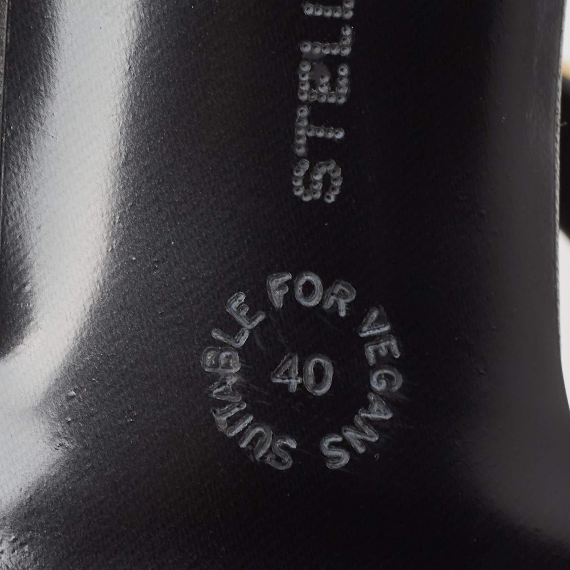 Stella Mccartne Black Faux Leather Chain-Link Accents Ankle Strap Sandals Size 4 4