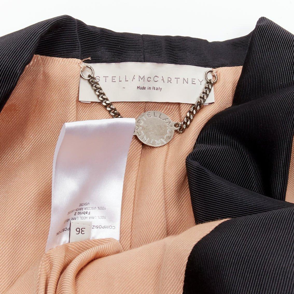 STELLA MCCARTNE blazer tux à col châle et poches multiples en laine nude IT36 XXS en vente 5