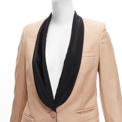 Stella MCCARTNE blazer da smoking multitasche in lana nuda con collo a scialle IT36 XXS