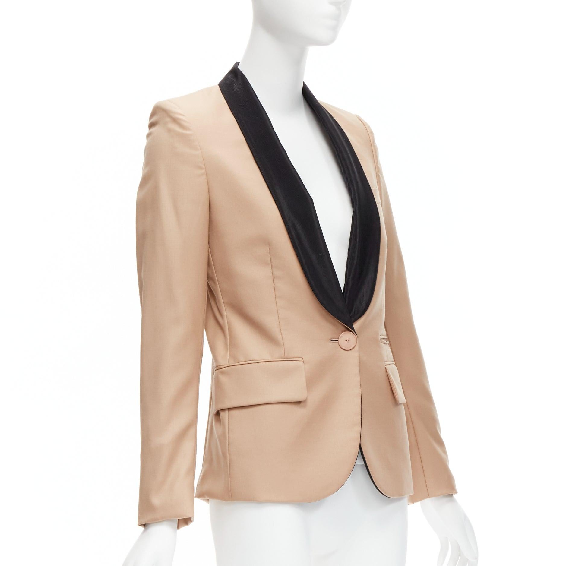 STELLA MCCARTNE blazer tux à col châle et poches multiples en laine nude IT36 XXS Excellent état - En vente à Hong Kong, NT