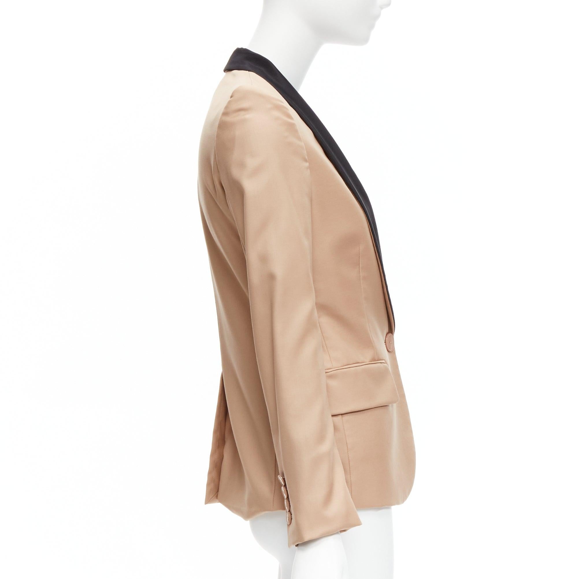 STELLA MCCARTNE blazer tux à col châle et poches multiples en laine nude IT36 XXS Pour femmes en vente