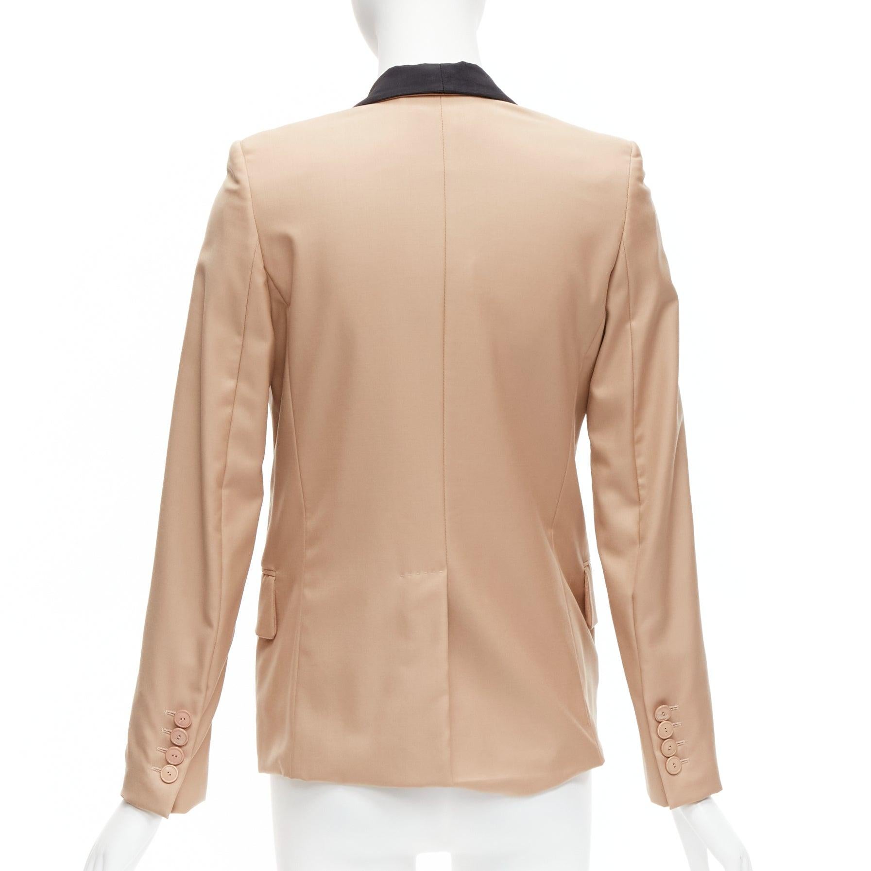 STELLA MCCARTNE blazer tux à col châle et poches multiples en laine nude IT36 XXS en vente 1