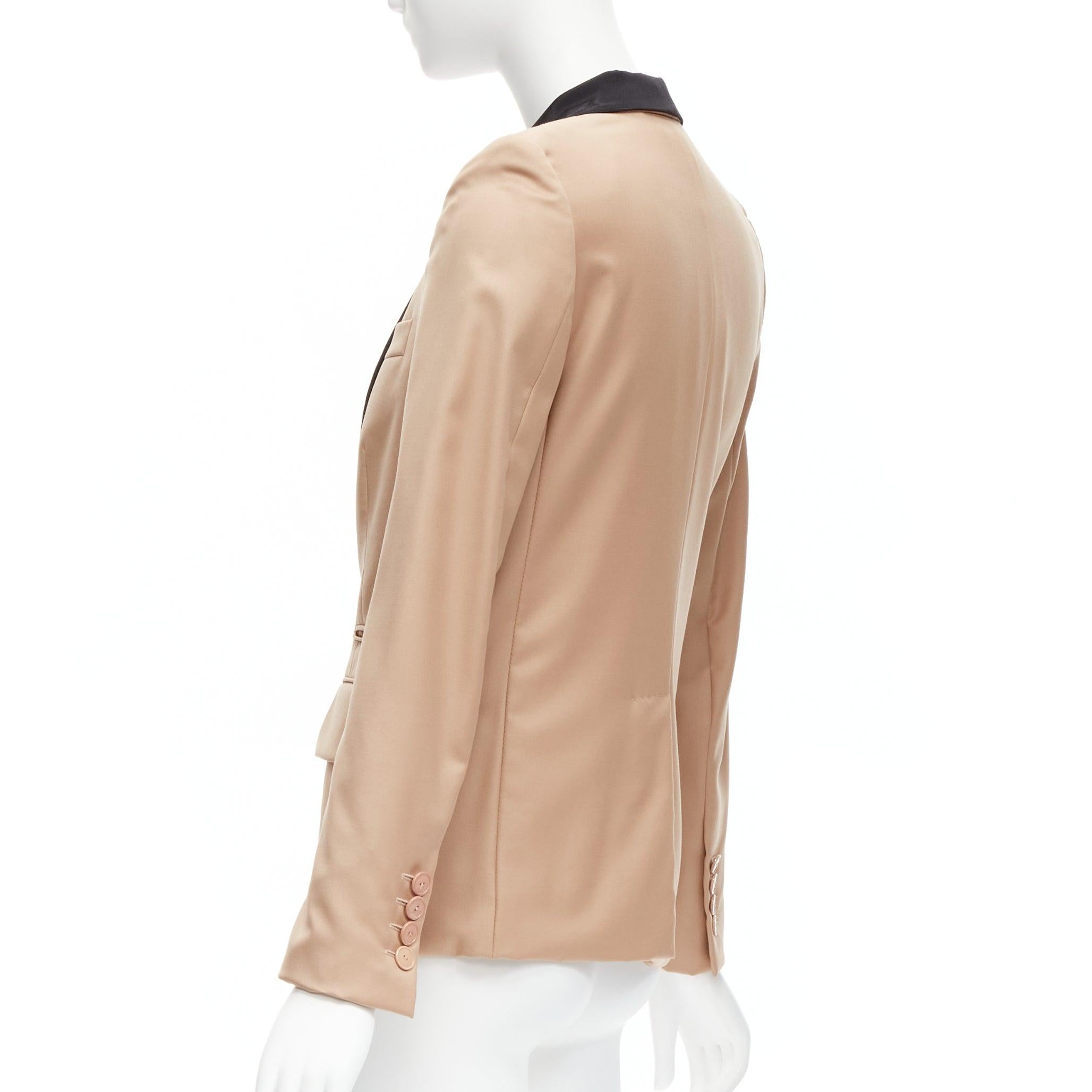 STELLA MCCARTNE blazer tux à col châle et poches multiples en laine nude IT36 XXS en vente 2