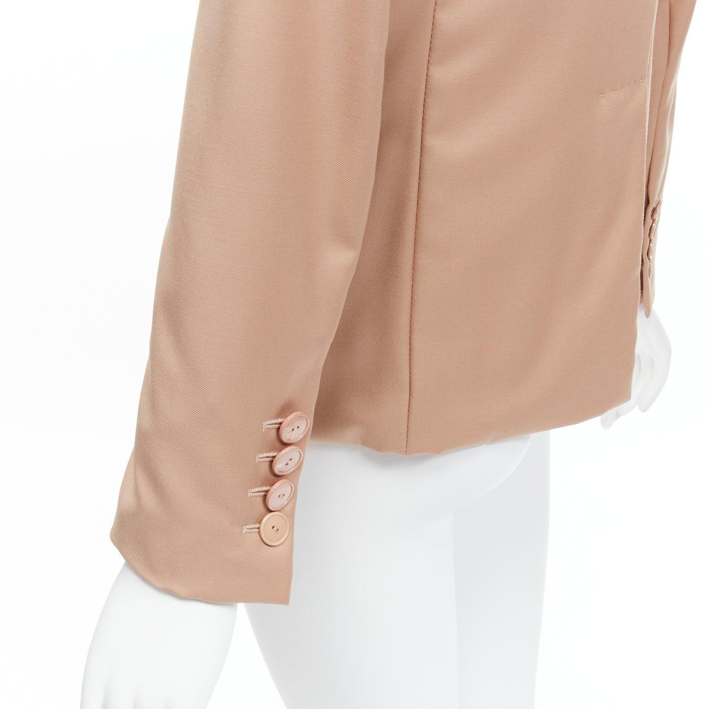 STELLA MCCARTNE blazer tux à col châle et poches multiples en laine nude IT36 XXS en vente 3