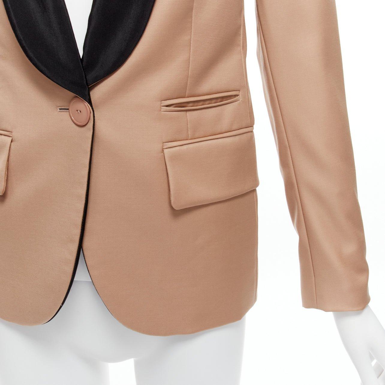 STELLA MCCARTNE blazer tux à col châle et poches multiples en laine nude IT36 XXS en vente 4
