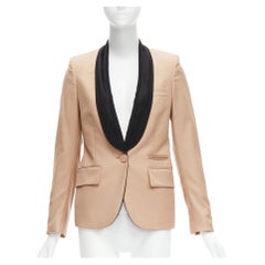 Stella MCCARTNE blazer da smoking multitasche in lana nuda con collo a scialle IT36 XXS