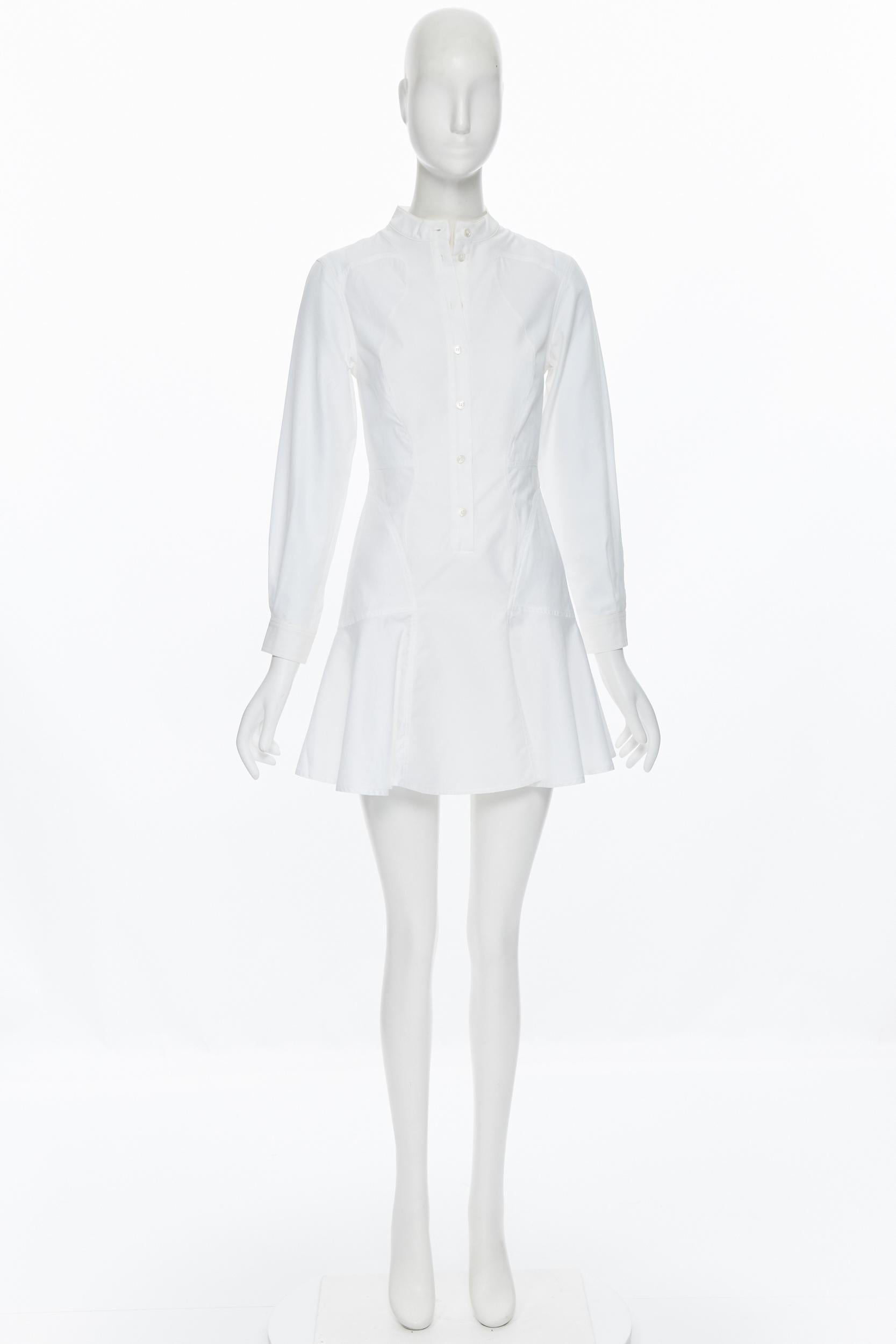 Gray STELLA MCCARTNEY 100% cotton white contour panel fit flared dress IT36 XS