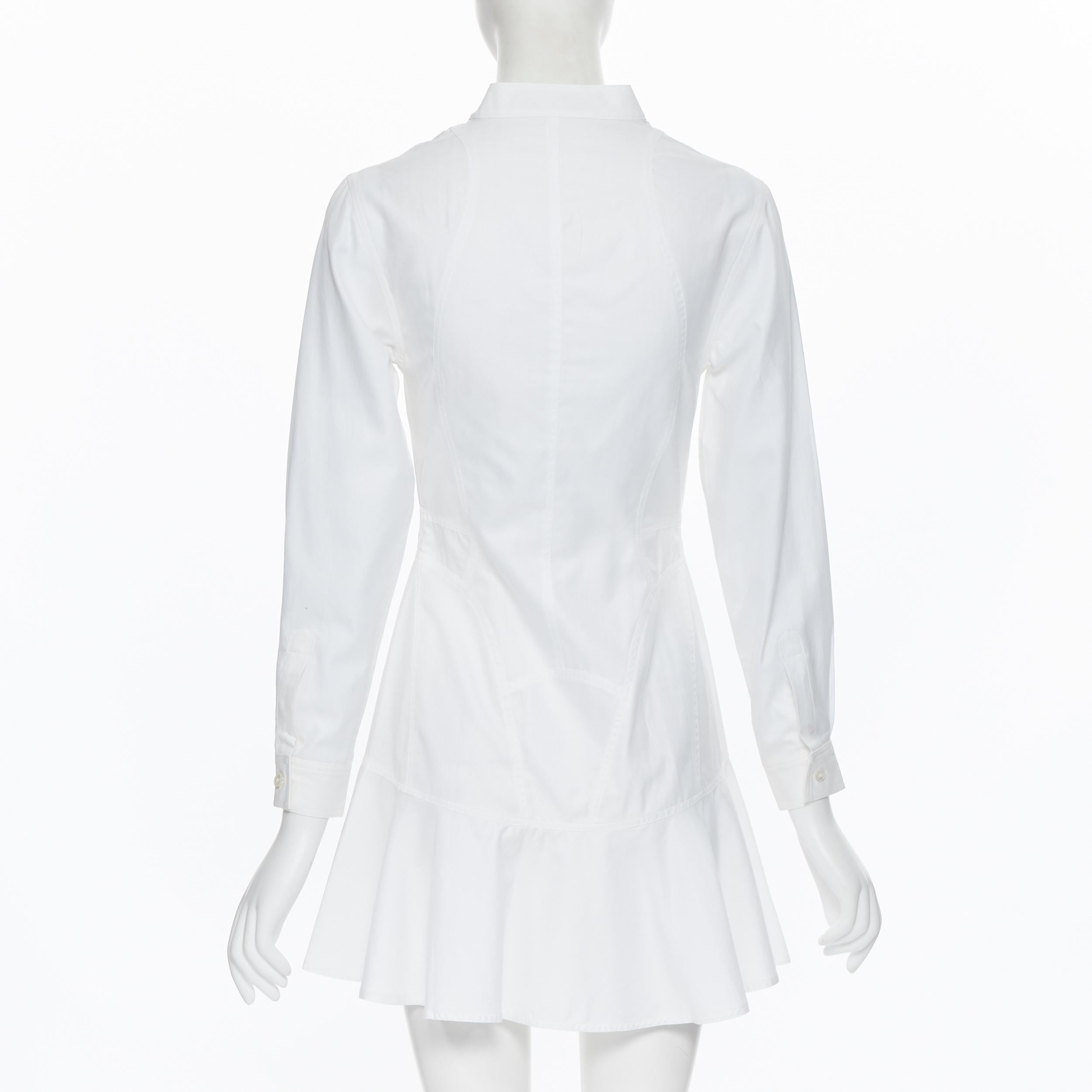 STELLA MCCARTNEY 100% cotton white contour panel fit flared dress IT36 XS 1
