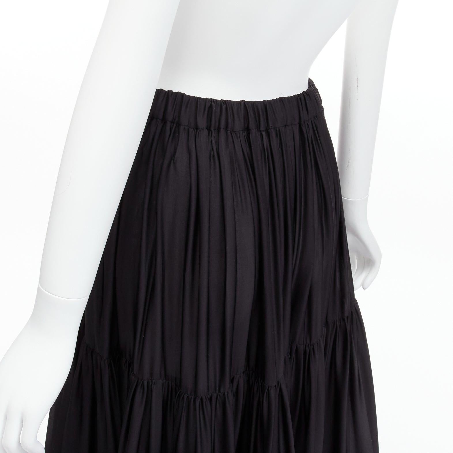 STELLA MCCARTNEY 100% silk black crin flounce hem tiered midi skirt IT36 XXS For Sale 3