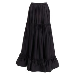 STELLA MCCARTNEY 100% silk black crin flounce hem tiered midi skirt IT36 XXS