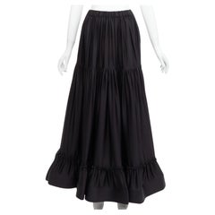 Stella MCCARTNEY 100% soie noire crin jupe midi à volants IT36 XXS