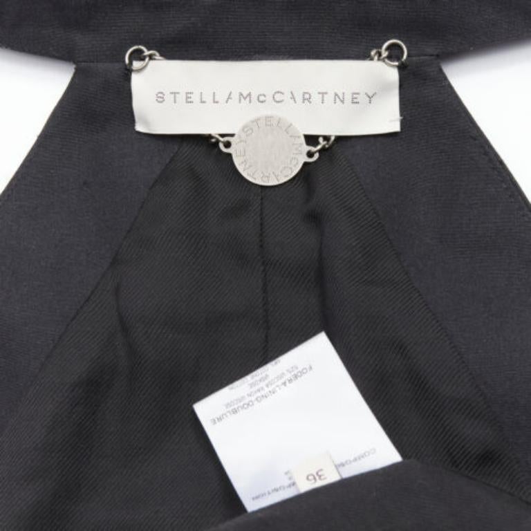 STELLA MCCARTNEY Haut noir à double boutonnage et col bénitier en soie 100 %, taille IT 36 XXS en vente 5