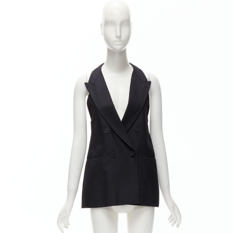 STELLA MCCARTNEY 100% silk black double breasted halter neck tux top IT36 XXS For Sale 6