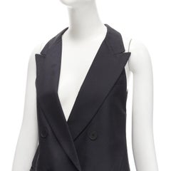 STELLA MCCARTNEY 100% seta nero doppiopetto con collo a farfalla IT36 XXS