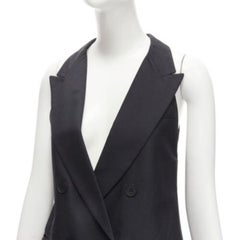 STELLA MCCARTNEY 100% silk black double breasted halter neck tux top IT36 XXS