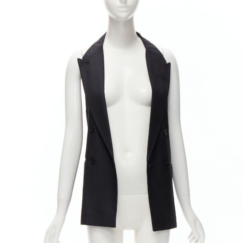 Black STELLA MCCARTNEY 100% silk black double breasted halter neck tux top IT36 XXS For Sale
