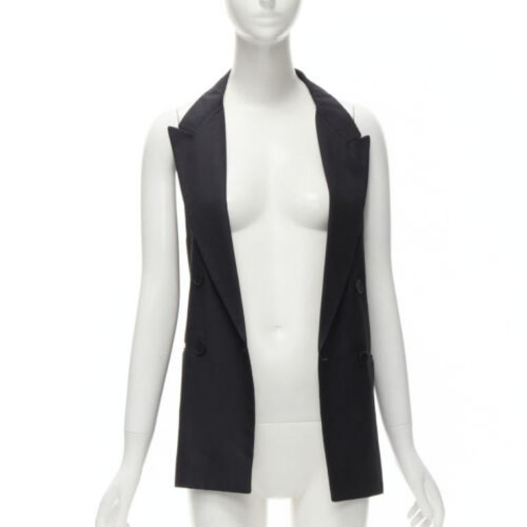 Noir STELLA MCCARTNEY Haut noir à double boutonnage et col bénitier en soie 100 %, taille IT 36 XXS en vente