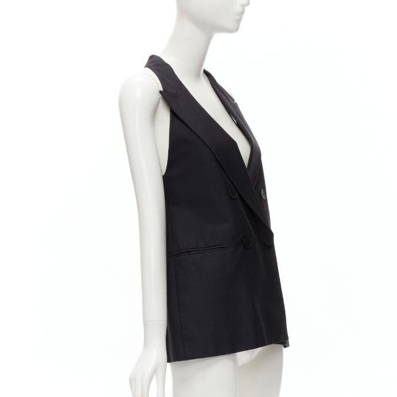 STELLA MCCARTNEY 100% silk black double breasted halter neck tux top IT36 XXS In Excellent Condition For Sale In Hong Kong, NT