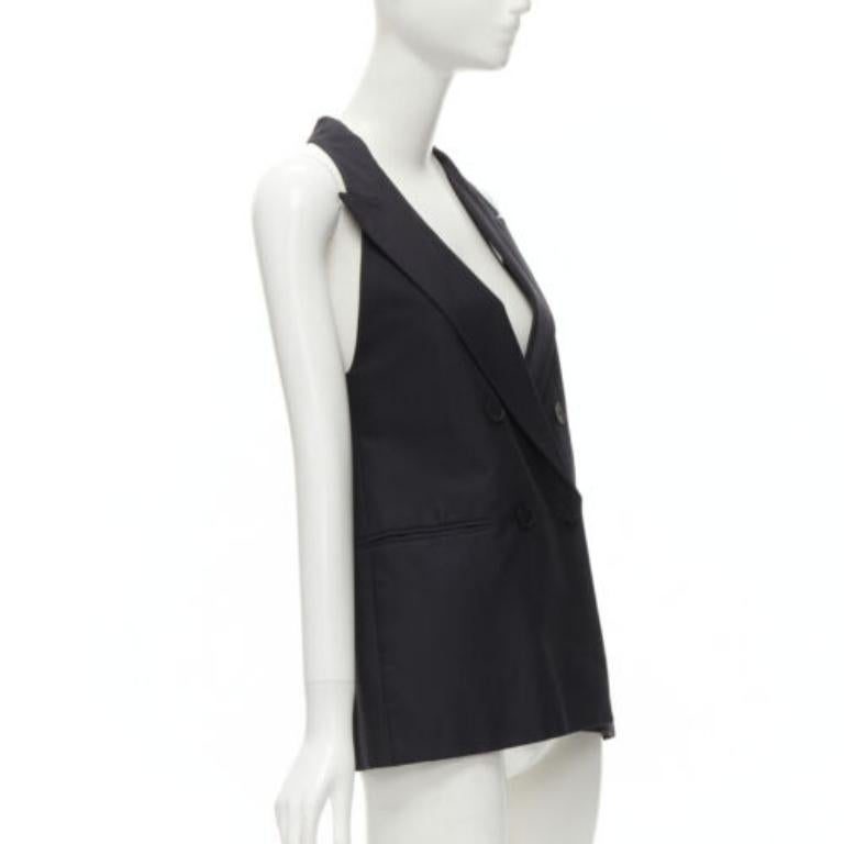 STELLA MCCARTNEY Haut noir à double boutonnage et col bénitier en soie 100 %, taille IT 36 XXS Excellent état - En vente à Hong Kong, NT