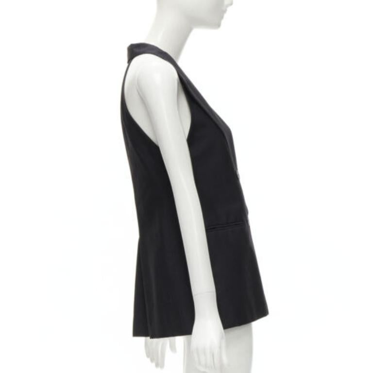 STELLA MCCARTNEY Haut noir à double boutonnage et col bénitier en soie 100 %, taille IT 36 XXS Pour femmes en vente