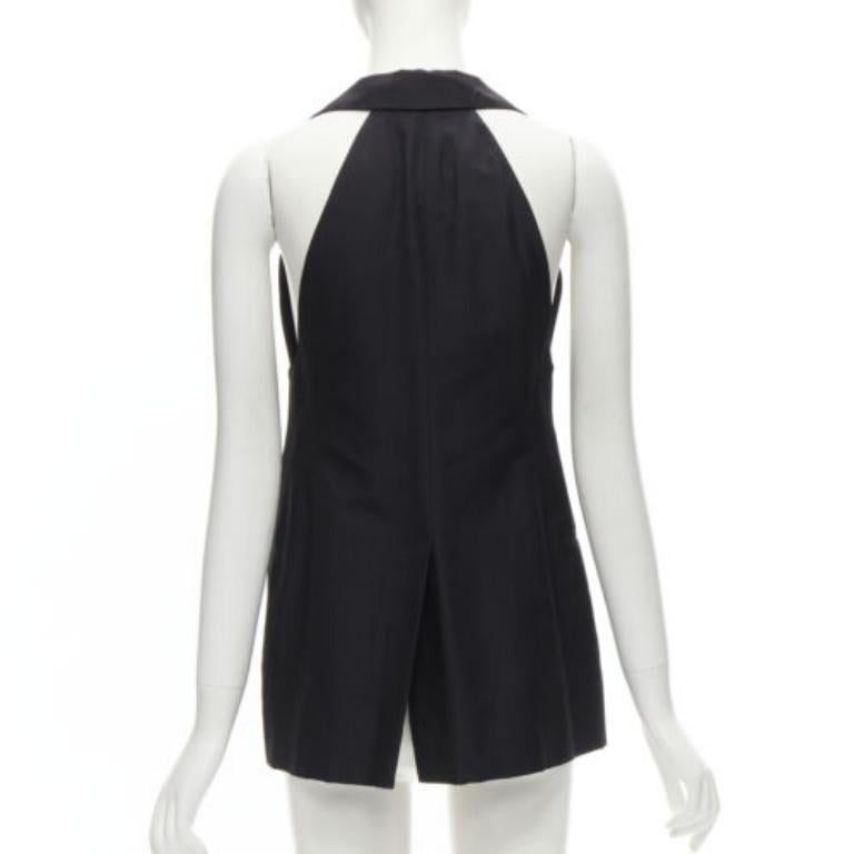 STELLA MCCARTNEY Haut noir à double boutonnage et col bénitier en soie 100 %, taille IT 36 XXS en vente 1