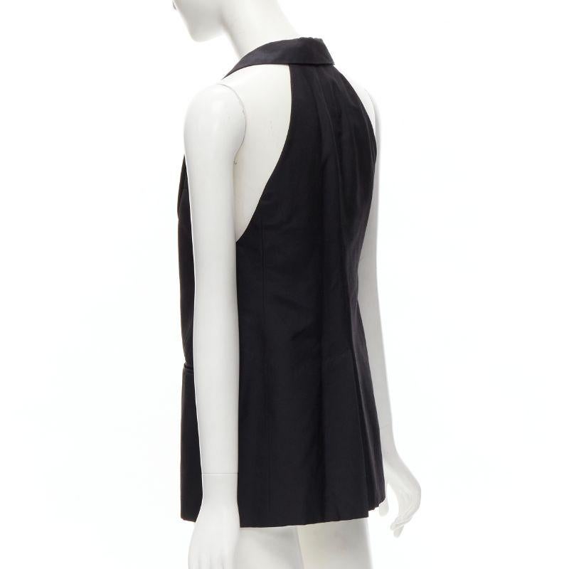 STELLA MCCARTNEY 100% silk black double breasted halter neck tux top IT36 XXS 2