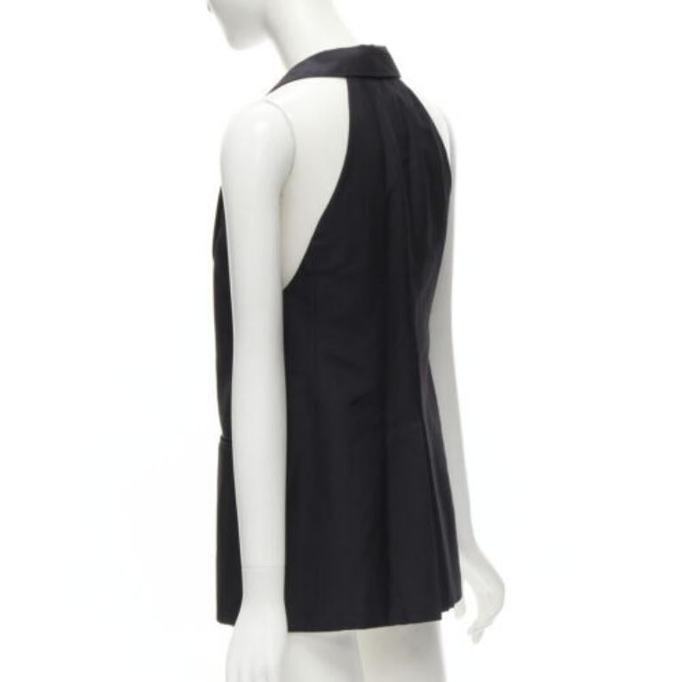 STELLA MCCARTNEY Haut noir à double boutonnage et col bénitier en soie 100 %, taille IT 36 XXS en vente 2