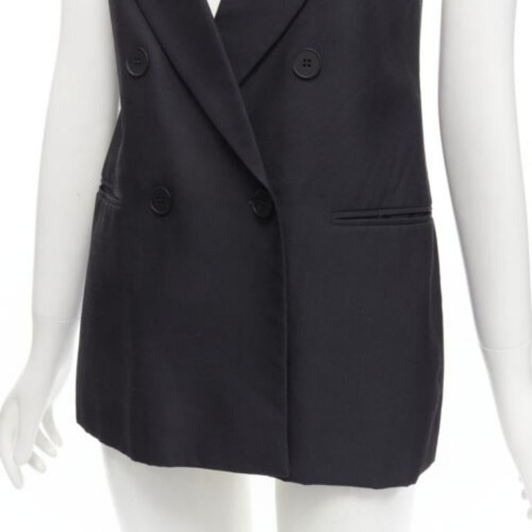 STELLA MCCARTNEY Haut noir à double boutonnage et col bénitier en soie 100 %, taille IT 36 XXS en vente 3