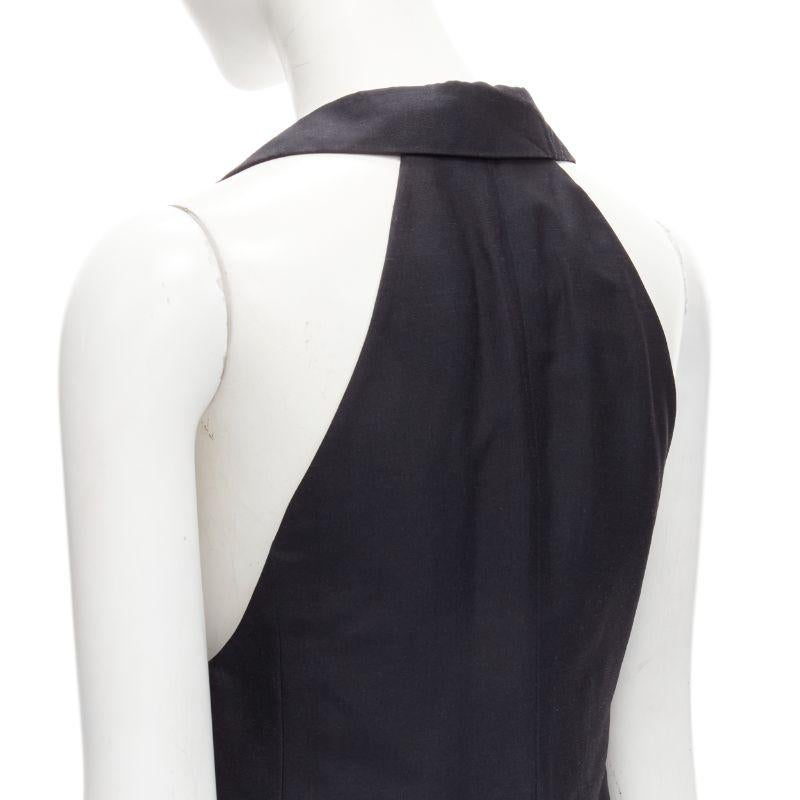 STELLA MCCARTNEY 100% silk black double breasted halter neck tux top IT36 XXS For Sale 4