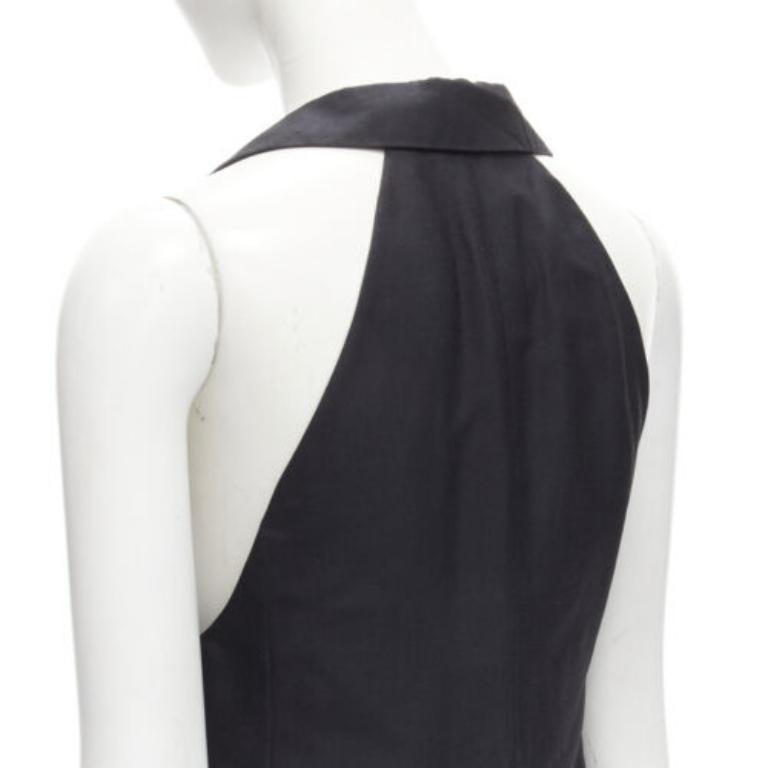 STELLA MCCARTNEY Haut noir à double boutonnage et col bénitier en soie 100 %, taille IT 36 XXS en vente 4